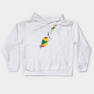 Grenada National Flag and Map Kids Hoodie